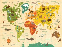 Petit Collage - World Map Floor Puzzle, 24 pc