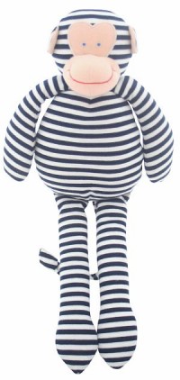 Alimrose Musical Monkey Toy - navy stripe