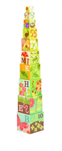 Petit Collage - Nesting blocks, garden alphabet