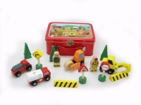 Construction Vehicles playset in tin case