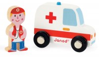 Janod - Ambulance and doctor wooden vehicle set