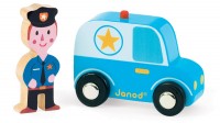 Janod - Police car and policeman wooden vehicle set