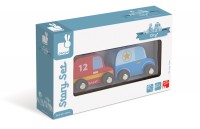 Janod - Wooden Police Car & Fire Truck set (WAS $17.50)