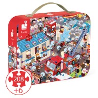 Janod - 208pc Firefighter Observation Puzzle (suitcase)