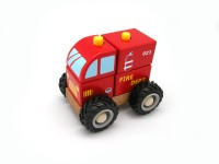 Wooden Block Fire Engine (rubber wheels)