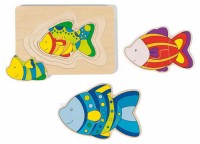 Goki - Fish 4-layer Wooden Puzzle 