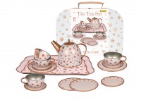 Tin Tea Set in Case (Star print design) 