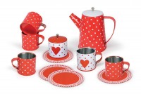 Tin Tea Set in Case (Heart print design) 