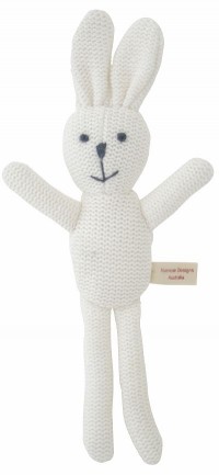 Knitted Bunny Rattle - white