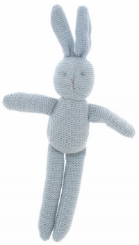 Knitted Bunny Rattle - baby blue