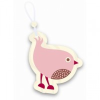 Girly Bird Wooden Bag Tag