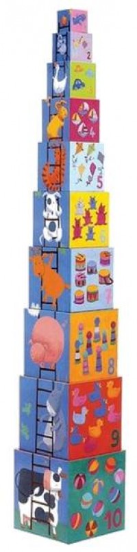 Djeco - 10 Rigolos pyramid nesting and stacking cubes