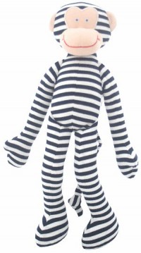 Alimrose Monkey Rattle Toy - navy stripe