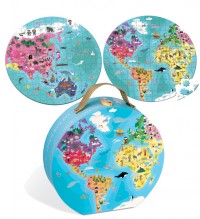 Janod - Blue Planet World Map Suitcase Puzzle (208pc)