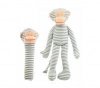 Monkey Rattle Toy + Handsqueaker - grey