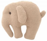Knitted Elephant Squeaker - caramel