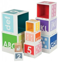 Janod - Wooden Alphabet and Number Stacking Boxes