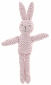 Knitted Bunny Rattle - pale pink