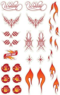 Wishbone balance bike decal stickers - flames