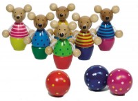 Goki - Wooden Mouse Bowling Skittles