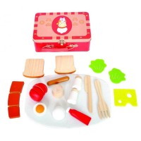 Wooden Breakfast Food Play Set in Tin Case